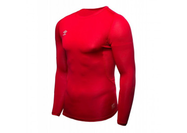Camiseta térmica de entrenamiento UE Olot de manga larga Umbro Core Crew en color rojo.