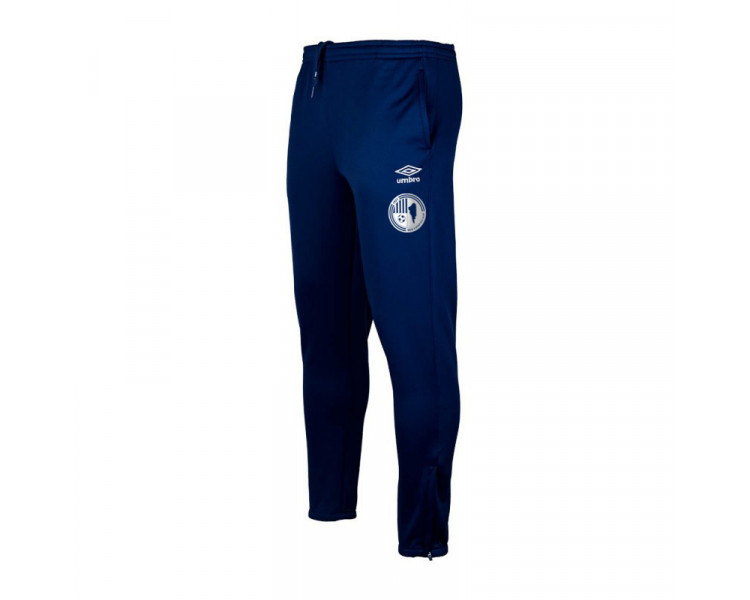 Pantalón de chándal de paseo fútbol UE Olot Umbro Force en color azul marino con escudo transfer.