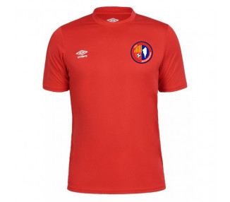 Samarreta primera equipació futbol UE Olot Umbro Oblivion en color vermell sense patrocinadors.