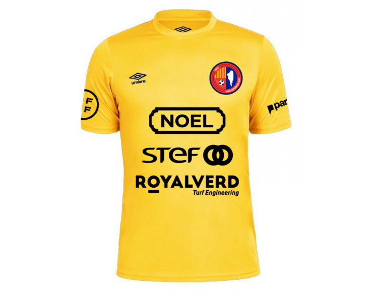 Camiseta segunda equipación fútbol UE Olot Umbro Oblivion en color negro.